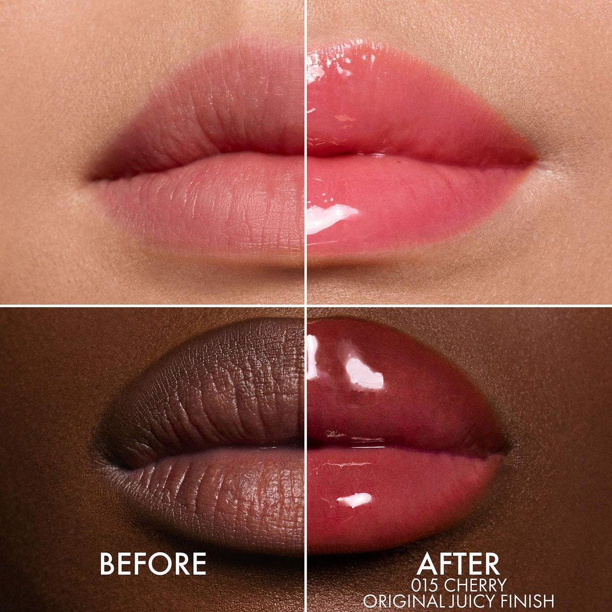 Antes y después con Dior Addict Lip Glow Oil 015 Cherry
