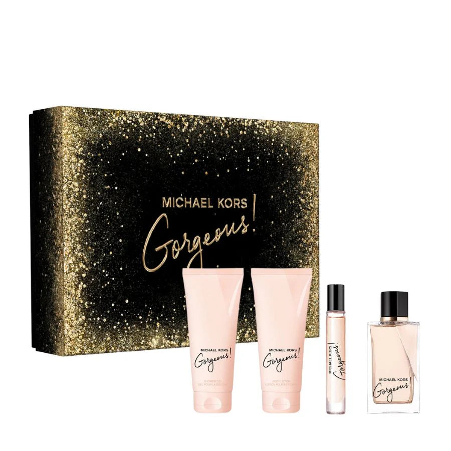 Gorgeous de Michael Kors para mujer, 3.4 oz EDP, set de regalo de 4 piezas