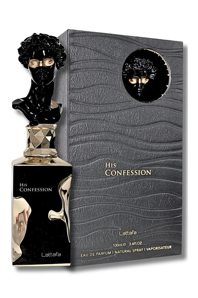 His Confession Lattafa frasco de perfume vista frontal